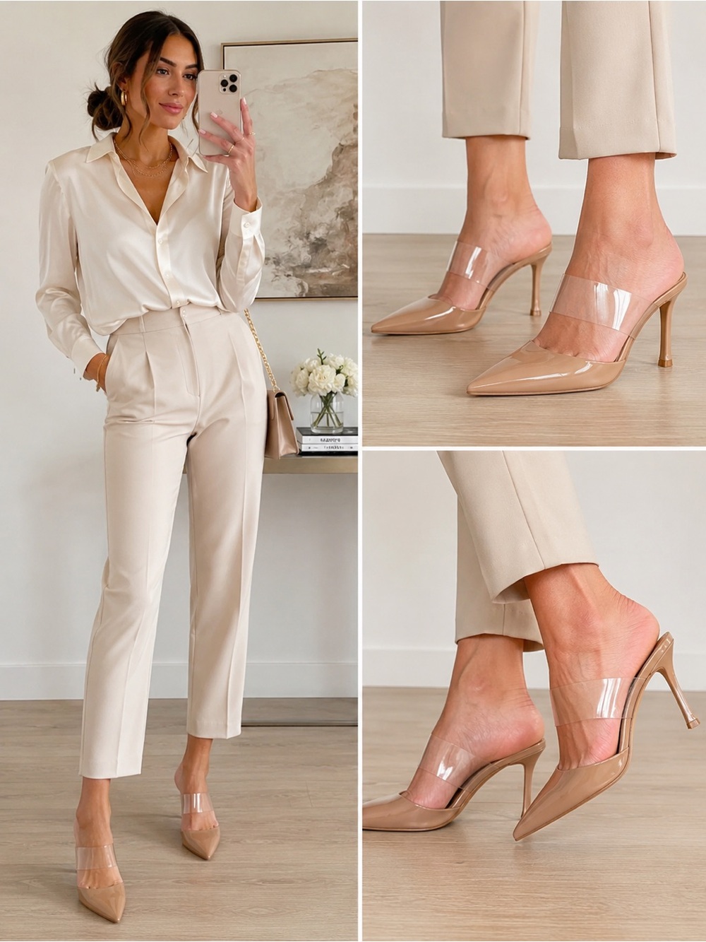 Zara Patent Finish Clear Strap Pointy Toe Mules